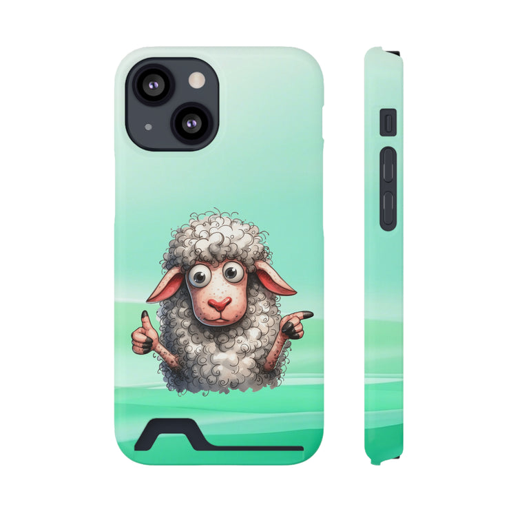 EnchantGuard Phone Case with Card Holder: Style Meets Functionality - Sheep