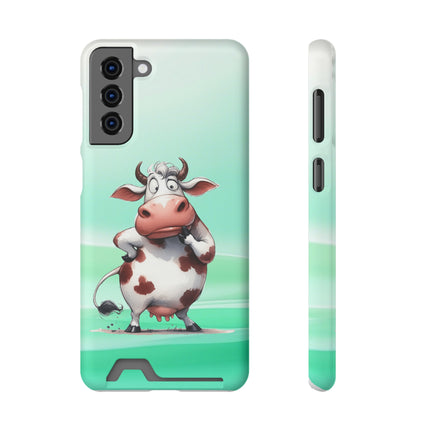 EnchantGuard Phone Case with Card Holder: Style Meets Functionality - Cow