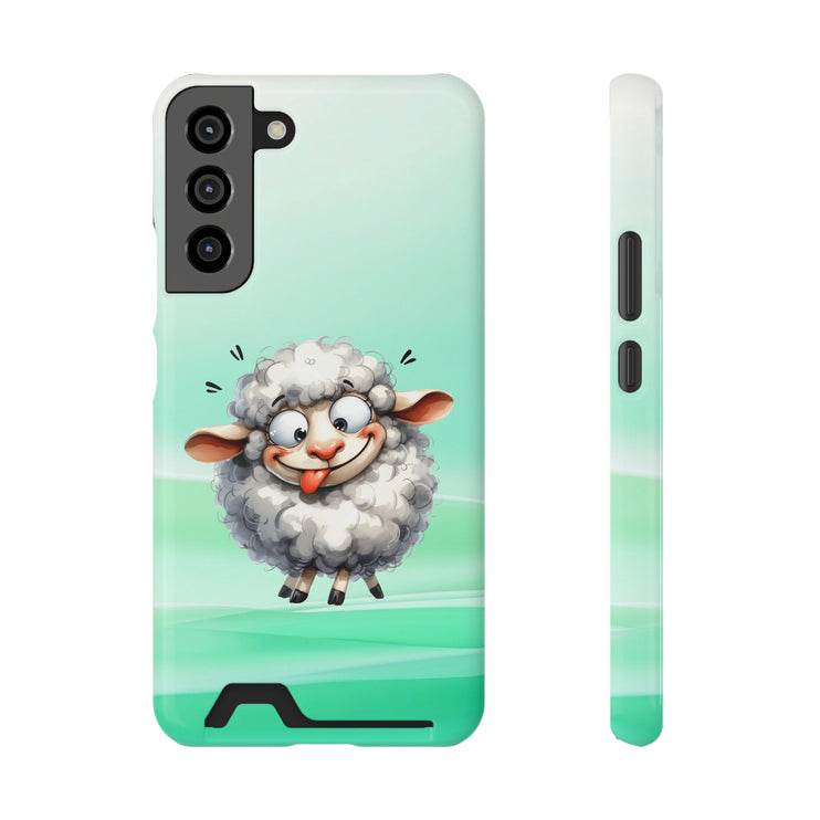 EnchantGuard Phone Case with Card Holder: Style Meets Functionality - Sheep