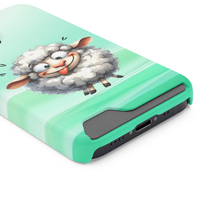 EnchantGuard Phone Case with Card Holder: Style Meets Functionality - Sheep