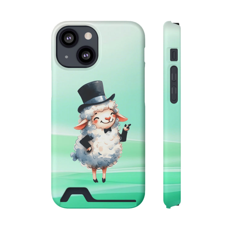 EnchantGuard Phone Case with Card Holder: Style Meets Functionality - Sheep