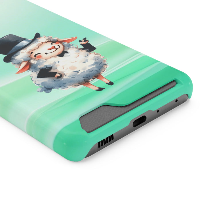 EnchantGuard Phone Case with Card Holder: Style Meets Functionality - Sheep