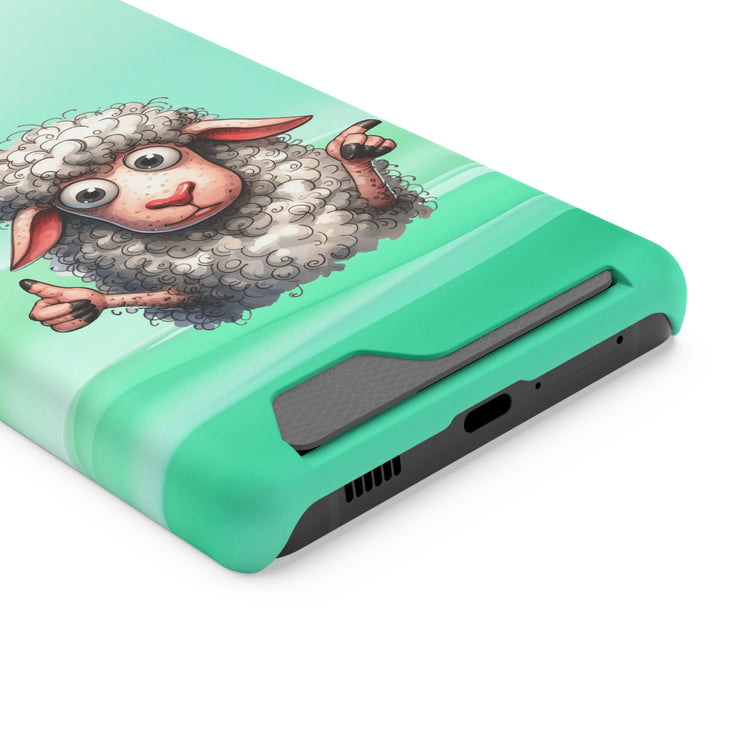 EnchantGuard Phone Case with Card Holder: Style Meets Functionality - Sheep