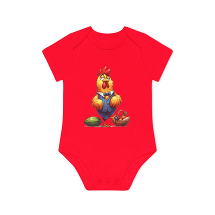 SnuggleNest Organic Baby Bodysuit (Short Sleeves) Rooster