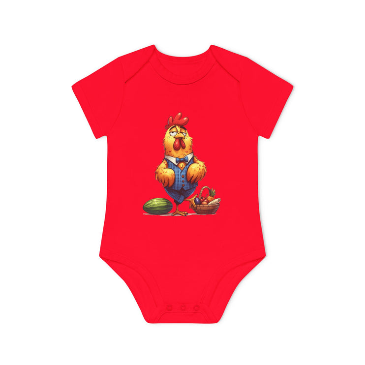 SnuggleNest Organic Baby Bodysuit (Short Sleeves) Rooster