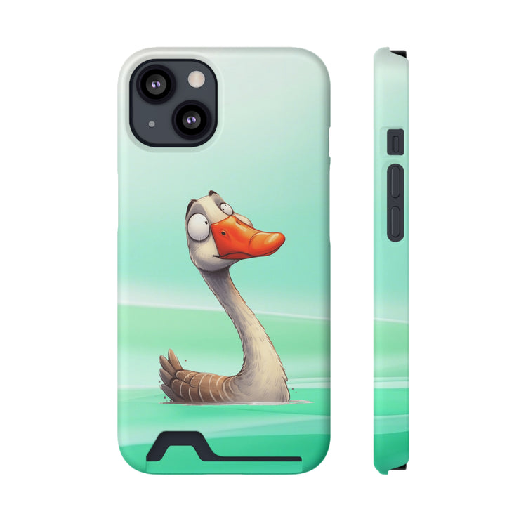 EnchantGuard Phone Case with Card Holder: Style Meets Functionality - Swan