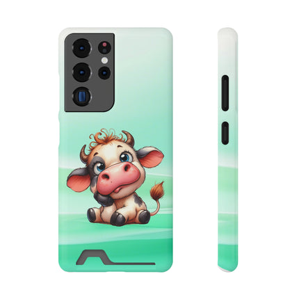 EnchantGuard Phone Case with Card Holder: Style Meets Functionality - Cow