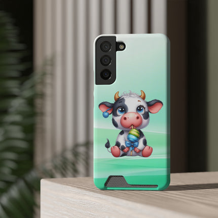 EnchantGuard Phone Case with Card Holder: Style Meets Functionality - Cow