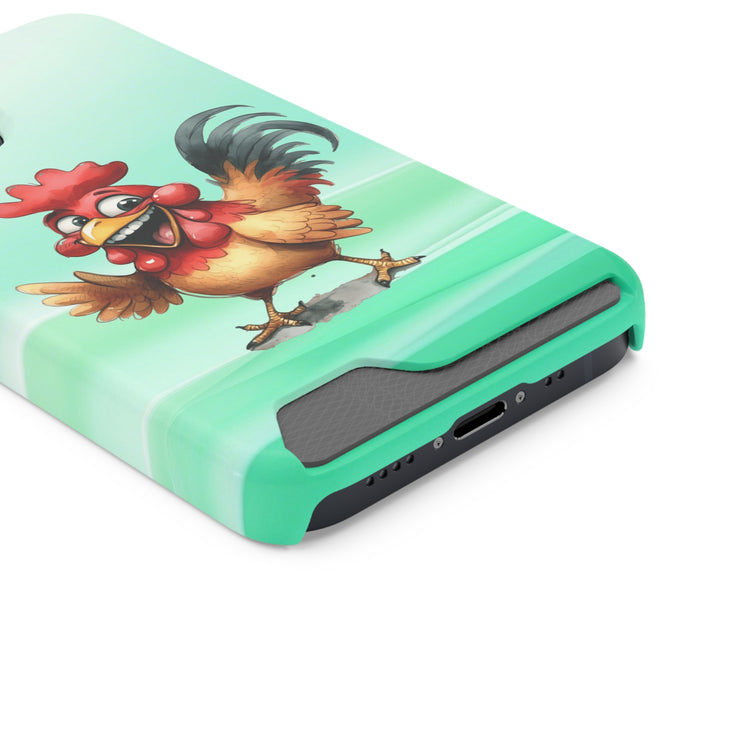 EnchantGuard Phone Case with Card Holder: Style Meets Functionality - Rooster