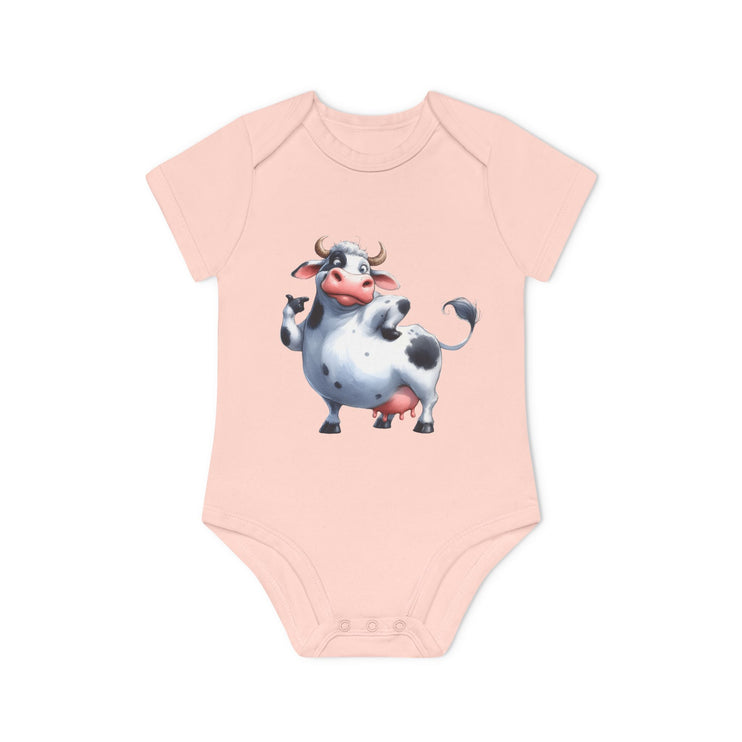 SnuggleNest Organic Baby Bodysuit (Short Sleeves) Cow