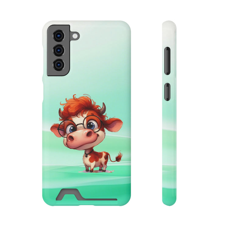 EnchantGuard Phone Case with Card Holder: Style Meets Functionality - Cow