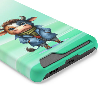 EnchantGuard Phone Case with Card Holder: Style Meets Functionality - Cow