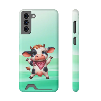 EnchantGuard Phone Case with Card Holder: Style Meets Functionality - Cow