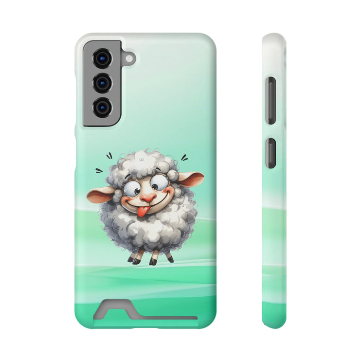 EnchantGuard Phone Case with Card Holder: Style Meets Functionality - Sheep