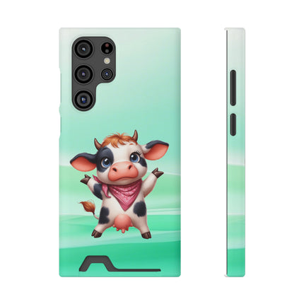 EnchantGuard Phone Case with Card Holder: Style Meets Functionality - Cow