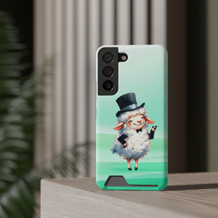 EnchantGuard Phone Case with Card Holder: Style Meets Functionality - Sheep