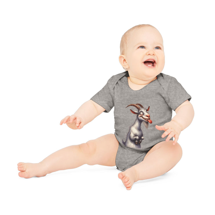 SnuggleNest Organic Baby Bodysuit (Short Sleeves) Goat