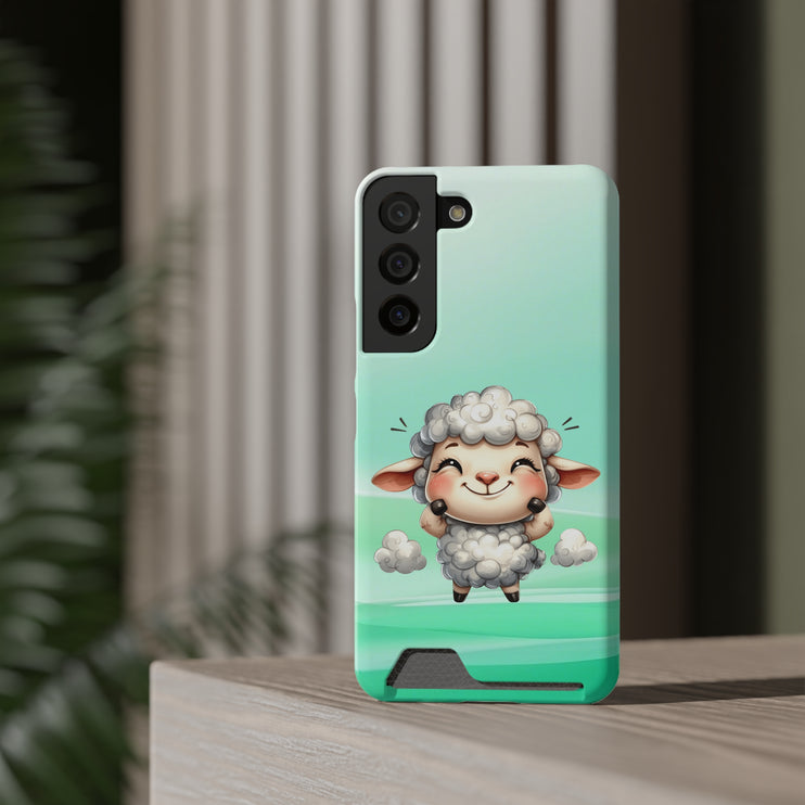 EnchantGuard Phone Case with Card Holder: Style Meets Functionality - Sheep