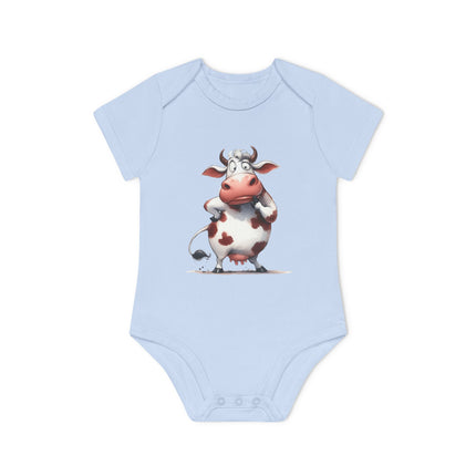 SnuggleNest Organic Baby Bodysuit (Short Sleeves) Cow