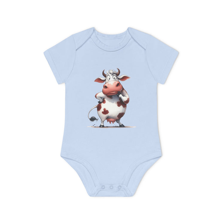 SnuggleNest Organic Baby Bodysuit (Short Sleeves) Cow