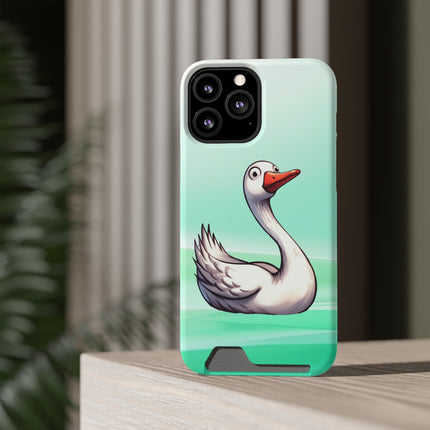 EnchantGuard Phone Case with Card Holder: Style Meets Functionality - Swan