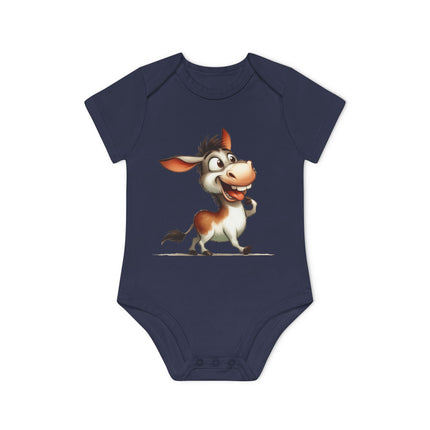 SnuggleNest Organic Baby Bodysuit (Short Sleeves) Donkey