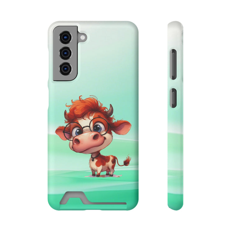 EnchantGuard Phone Case with Card Holder: Style Meets Functionality - Cow