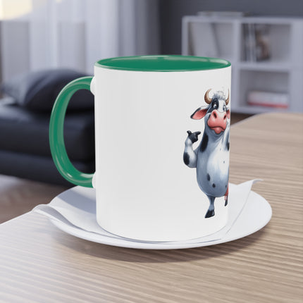 Harmony Two-Tone Coffee Mug: Sip in Style, Revel in Comfort - Cow