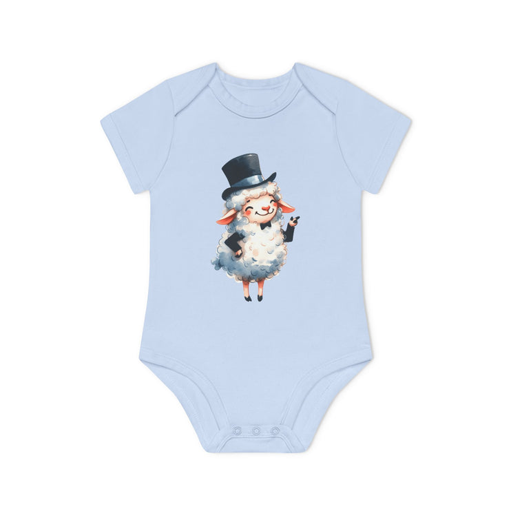 SnuggleNest Organic Baby Bodysuit (Short Sleeves) Sheep