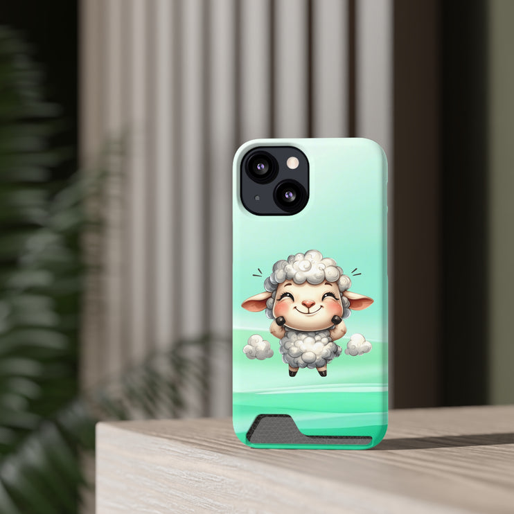 EnchantGuard Phone Case with Card Holder: Style Meets Functionality - Sheep