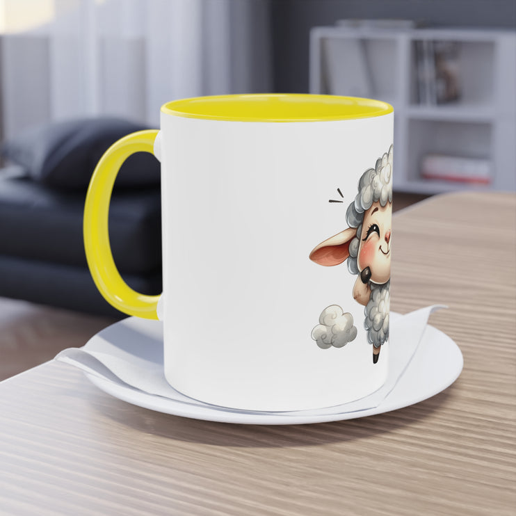 Harmony Two-Tone Coffee Mug: Sip in Style, Revel in Comfort - Sheep