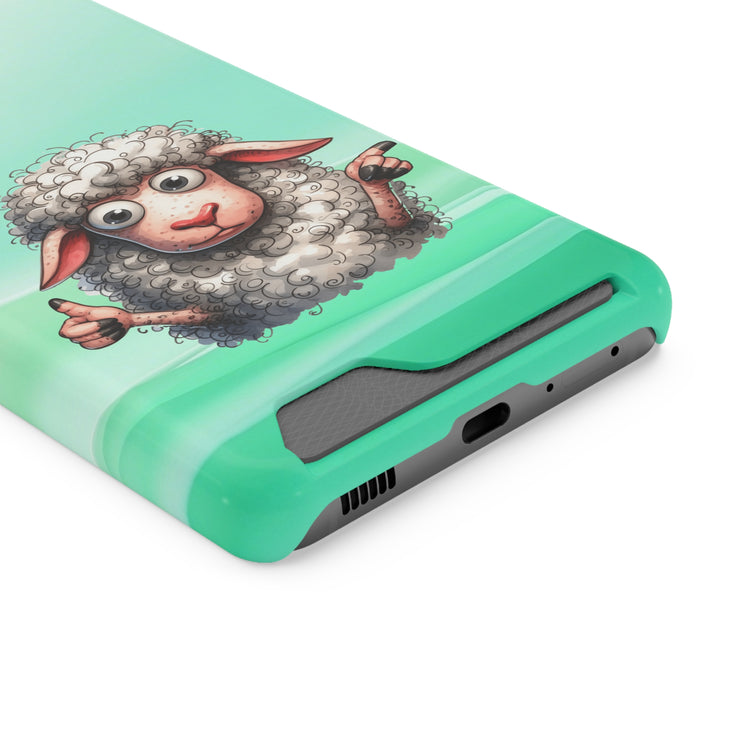 EnchantGuard Phone Case with Card Holder: Style Meets Functionality - Sheep