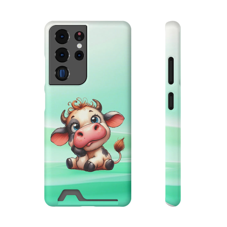 EnchantGuard Phone Case with Card Holder: Style Meets Functionality - Cow