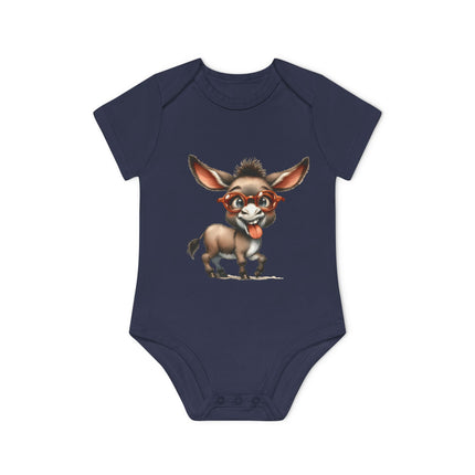 SnuggleNest Organic Baby Bodysuit (Short Sleeves) Donkey