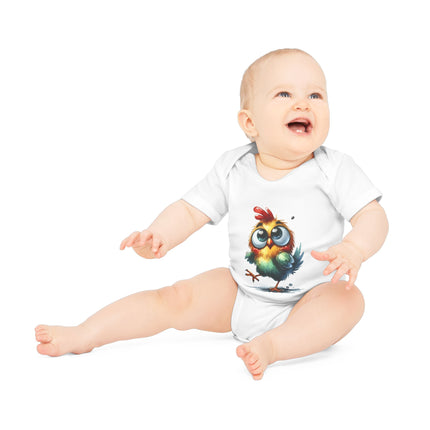 SnuggleNest Organic Baby Bodysuit (Short Sleeves) Chicken