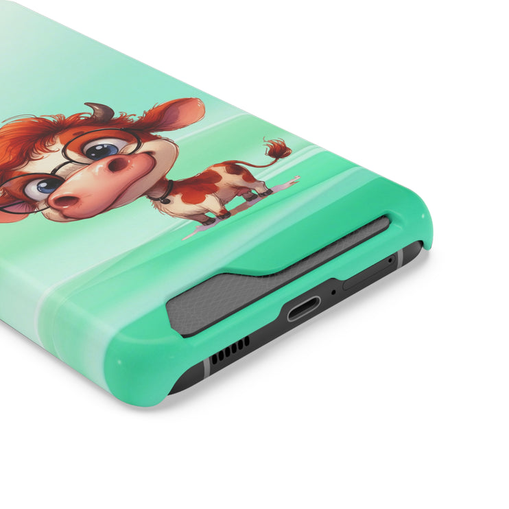 EnchantGuard Phone Case with Card Holder: Style Meets Functionality - Cow