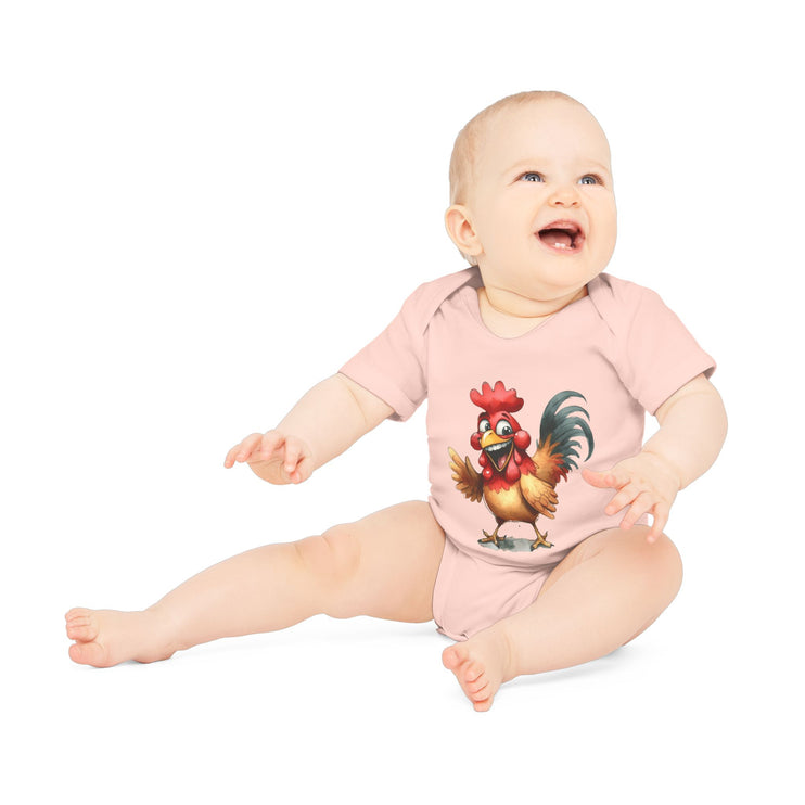 SnuggleNest Organic Baby Bodysuit (Short Sleeves) Rooster