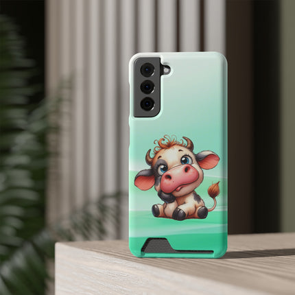 EnchantGuard Phone Case with Card Holder: Style Meets Functionality - Cow