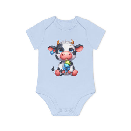 SnuggleNest Organic Baby Bodysuit (Short Sleeves) Cow