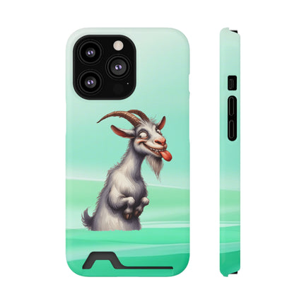 EnchantGuard Phone Case with Card Holder: Style Meets Functionality - Goat