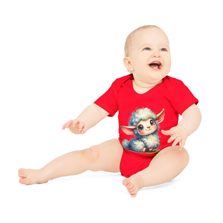 SnuggleNest Organic Baby Bodysuit (Short Sleeves) Sheep