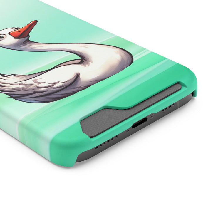 EnchantGuard Phone Case with Card Holder: Style Meets Functionality - Swan