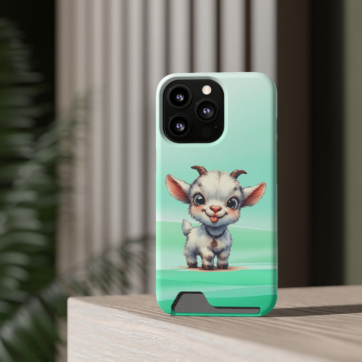 EnchantGuard Phone Case with Card Holder: Style Meets Functionality - Goat