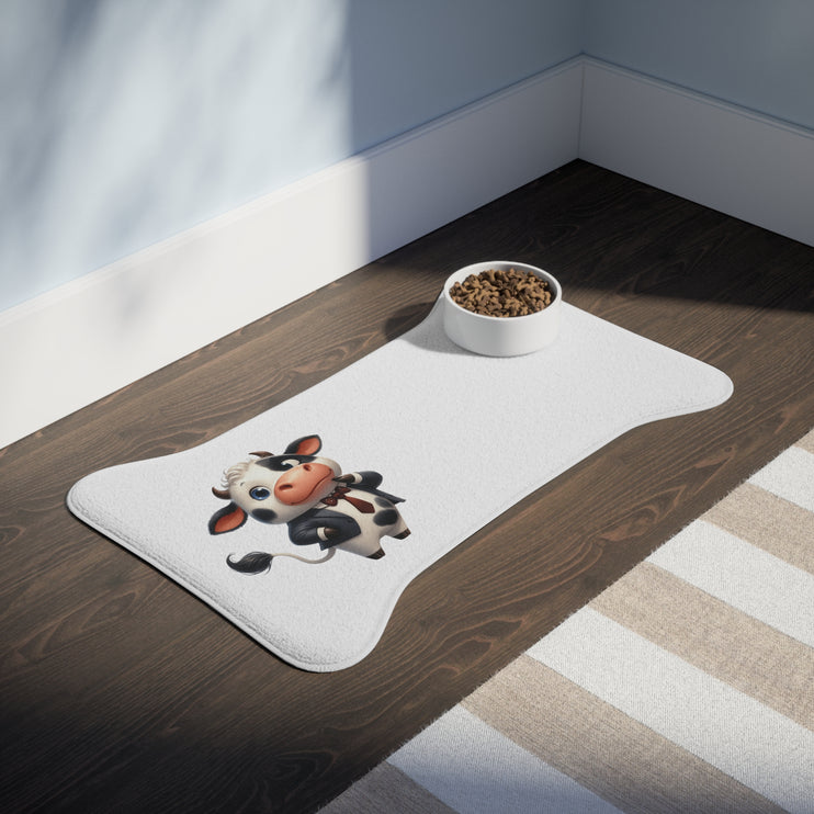 CharmPaws Pet Feeding Mats: Keep Mealtime Mess-Free & Stylish! - Cow