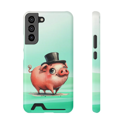 EnchantGuard Phone Case with Card Holder: Style Meets Functionality - Pig