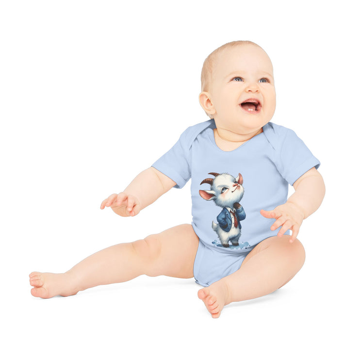 SnuggleNest Organic Baby Bodysuit (Short Sleeves) Goat