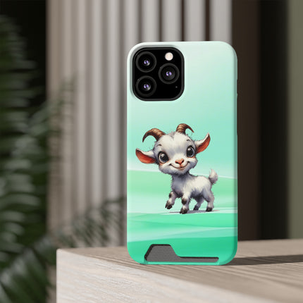 EnchantGuard Phone Case with Card Holder: Style Meets Functionality - Goat