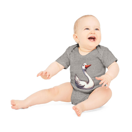 SnuggleNest Organic Baby Bodysuit (Short Sleeves) Swan