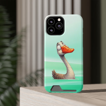 EnchantGuard Phone Case with Card Holder: Style Meets Functionality - Swan