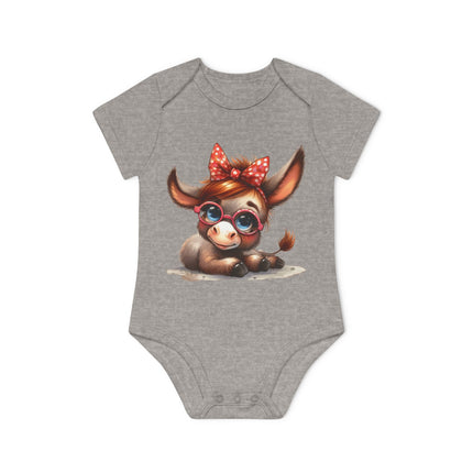 SnuggleNest Organic Baby Bodysuit (Short Sleeves) Donkey